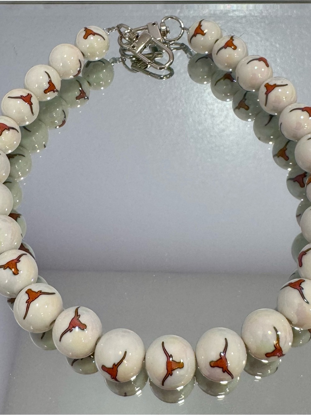 New Texas Longhorn White Beads Bag Chain 18 inches - Picture 2 of 5